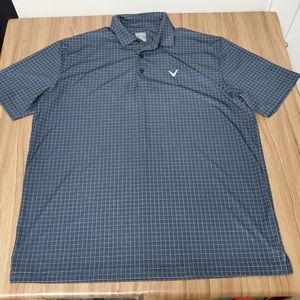 Callaway Opti Dry Golf Polo Shirt Men's Large Black Stretch Geometric Grid